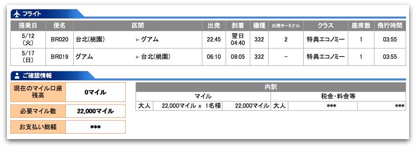 全日空兌換長榮直飛關島來回機票只要 22K