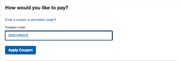 折扣碼輸入在 How do you like to pay?