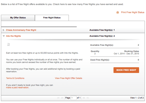 訂 Into the nights 第二步:選擇 Into the nights 的免費住宿後 Book Free Night
